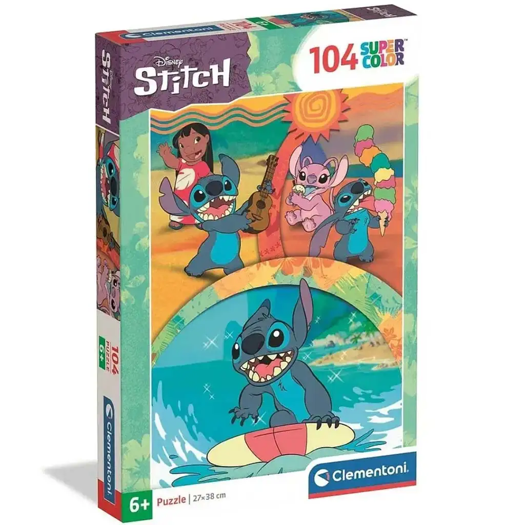 imagen de Disney Stitch El perro estelar supercolor puzzle de 104 piezas - Clementoni 1