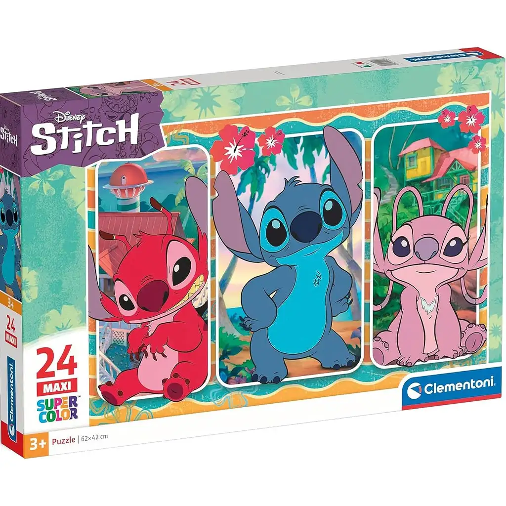 imagen de Disney Stitch rompecabezas maxi Supercolor de 24 piezas - Clementoni 1