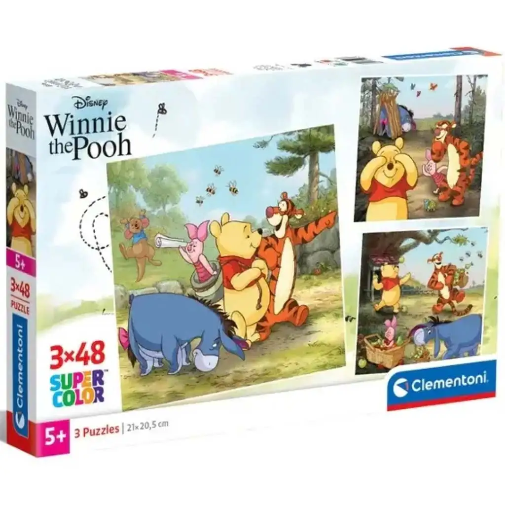 imagen de Disney Winnie the Pooh 3x48 piezas Supercolor puzzle - Clementoni 1