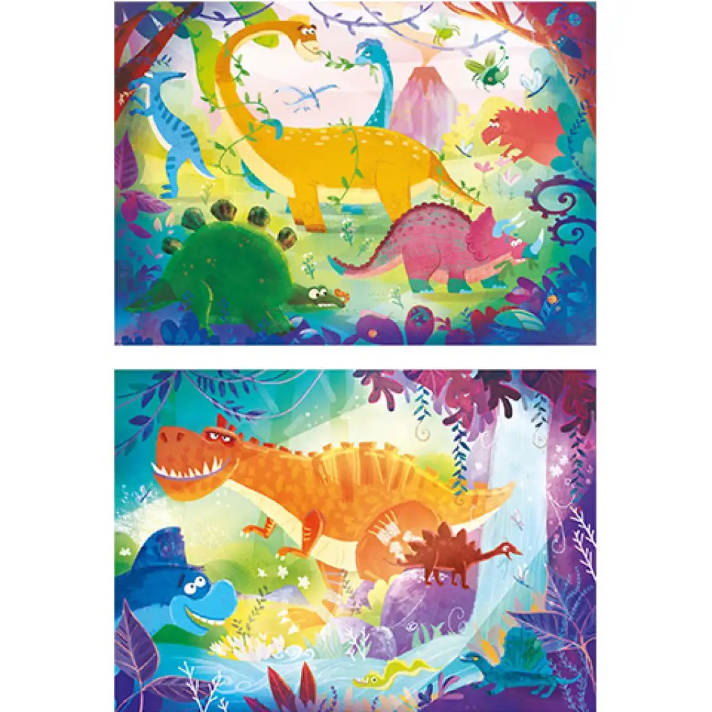 imagen de Divertidos dinosaurios Supercolor 2 en 1 puzzle 2x20 piezas - Clementoni 2