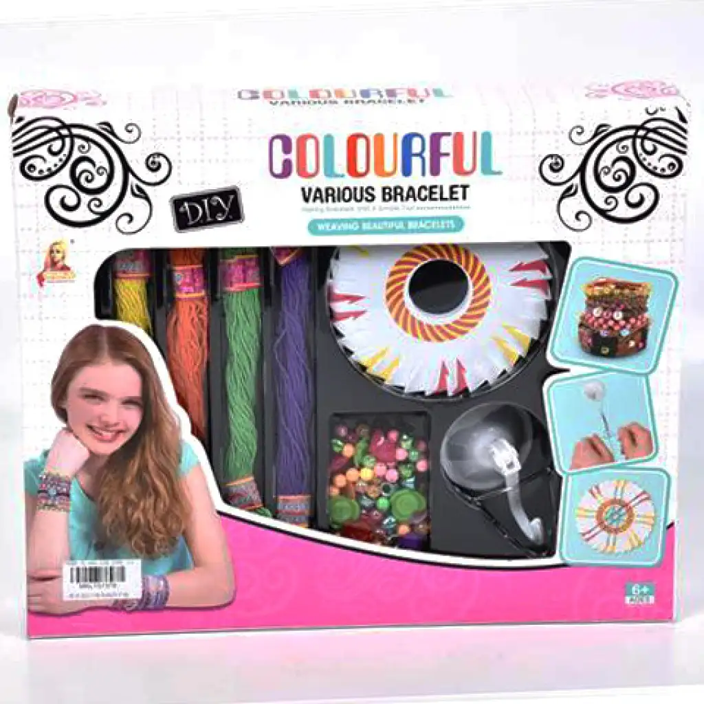 imagen de DIY Hazlo tú mismo kit de fabricación de pulseras con hilos de colores y cuentas 1