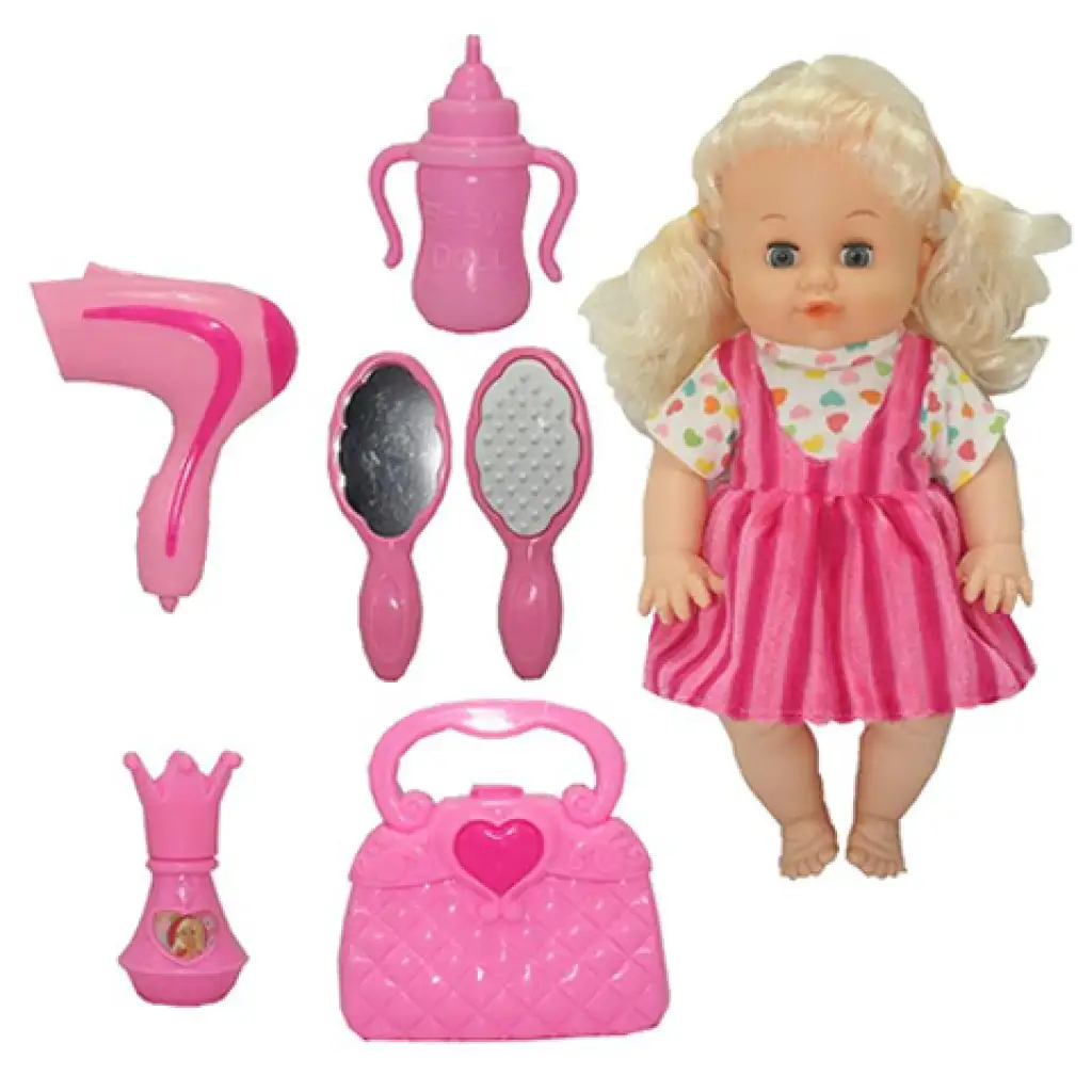 imagen de Dorina muñeca que hace pipí de 38cm con set de peluquería, accesorios y efectos de sonido 1
