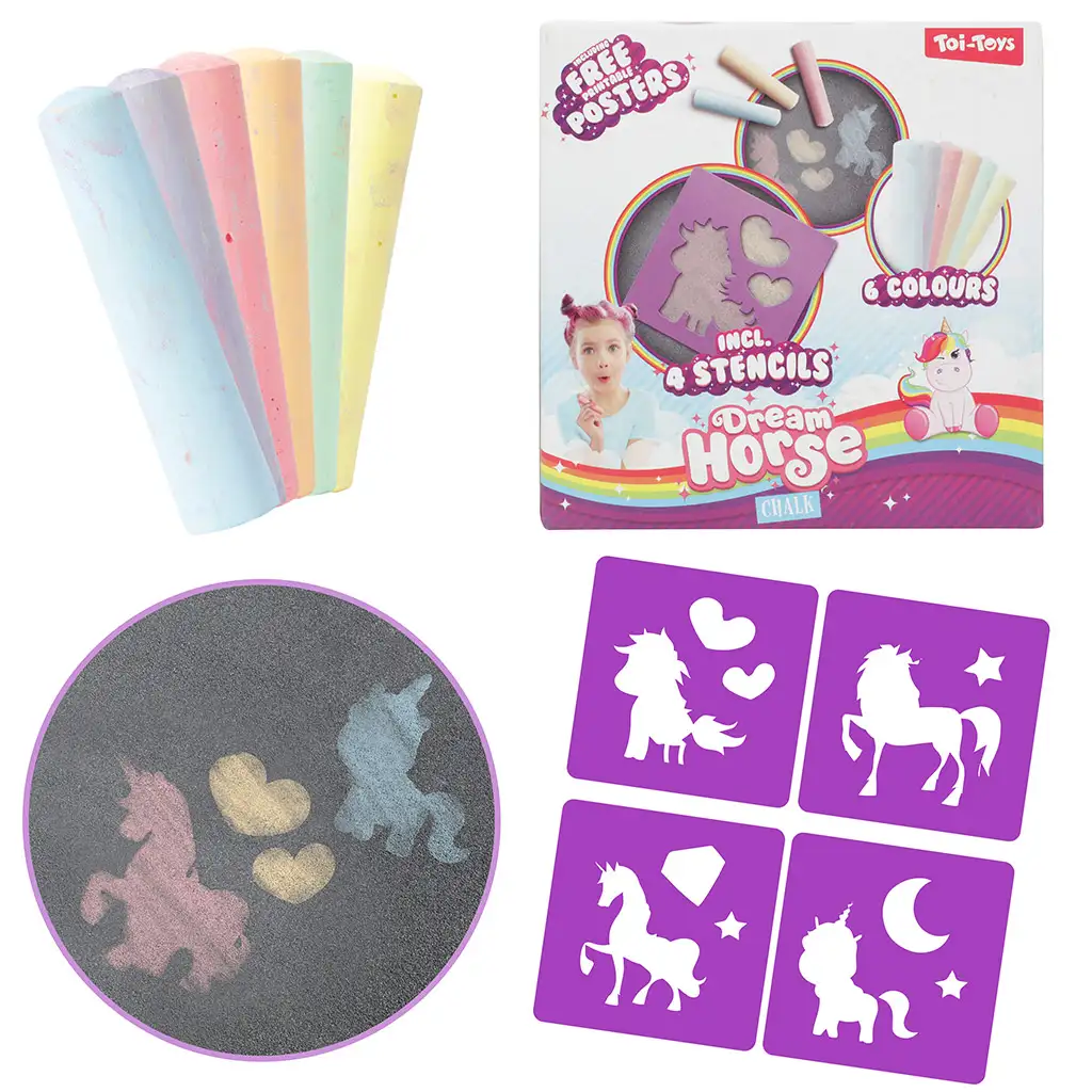 imagen de Dream Horse: Set de tizas de acera con plantilla de unicornio 1