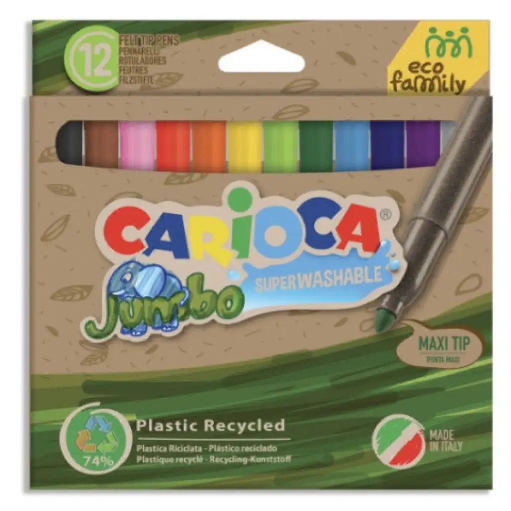 imagen de Eco Family Jumbo set de 12 rotuladores de colores - Carioca 1