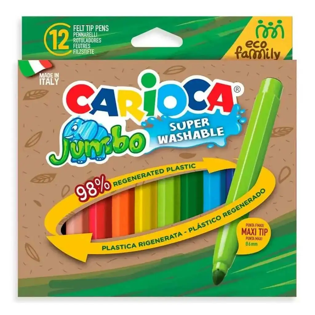 imagen de Eco Family Jumbo set de rotuladores de 12 unidades de 6 mm - Carioca 1