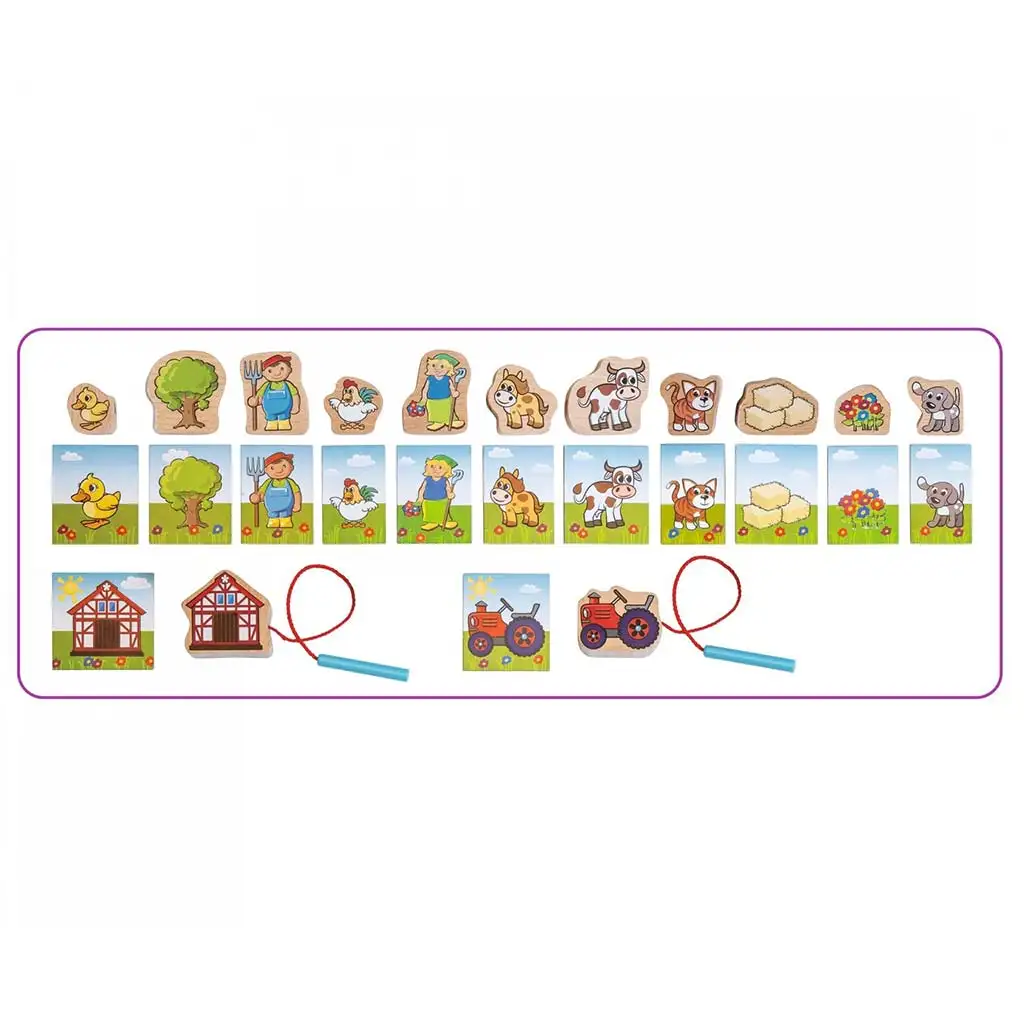 imagen de Eichhorn: Juguete de madera con cordón de granja 13 piezas - Simba Toys 2