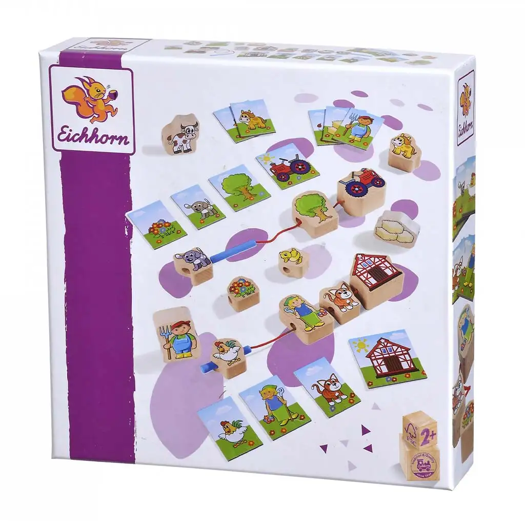 imagen de Eichhorn: Juguete de madera con cordón de granja 13 piezas - Simba Toys 1