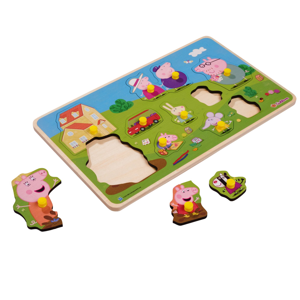 imagen de Eichhorn: Puzzle de encaje de formas con mango de madera Peppa cerdito 13 piezas 1