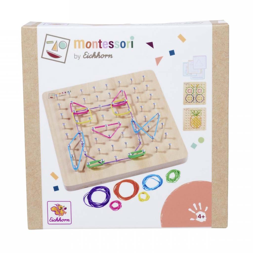 imagen de Eichhorn: Tablero Geoboard de Madera Montessori – Desarrollo de Formas, Fantasía y Motricidad Fina - Simba Toys 1