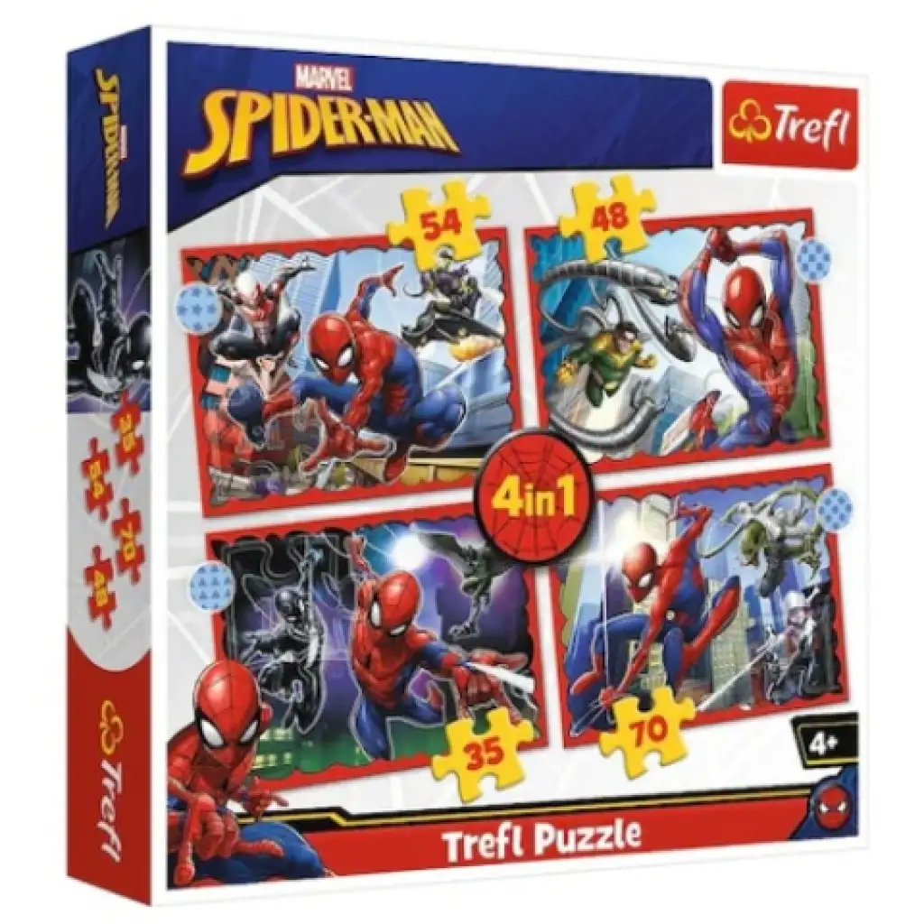 imagen de El héroe Spider-Man 4 en 1 puzzle de 70-54-48-35 piezas - Trefl 1