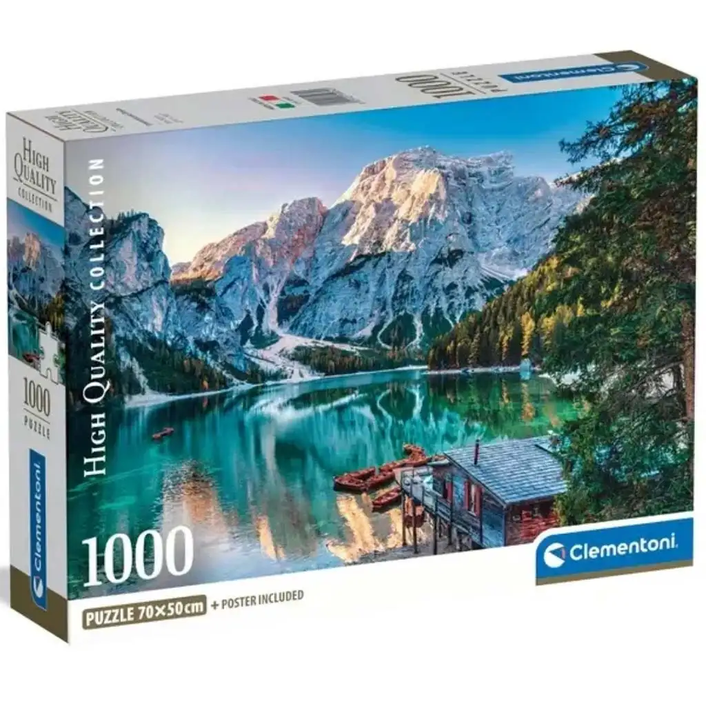 imagen de El lago esmeralda de Braies puzzle de 1000 piezas con póster - Clementoni 1