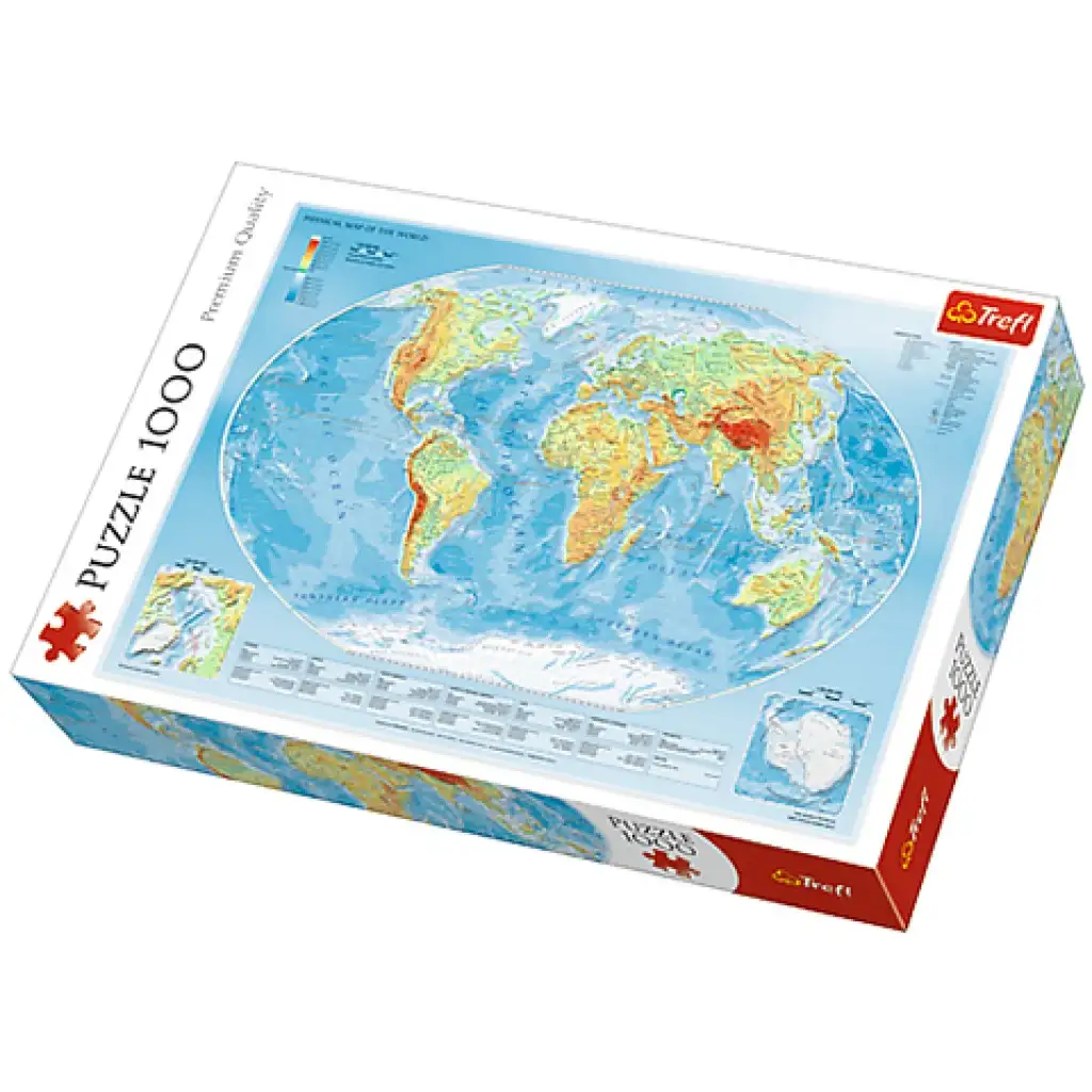 imagen de El mapa físico del mundo Puzzle de 1000 piezas - Trefl 1