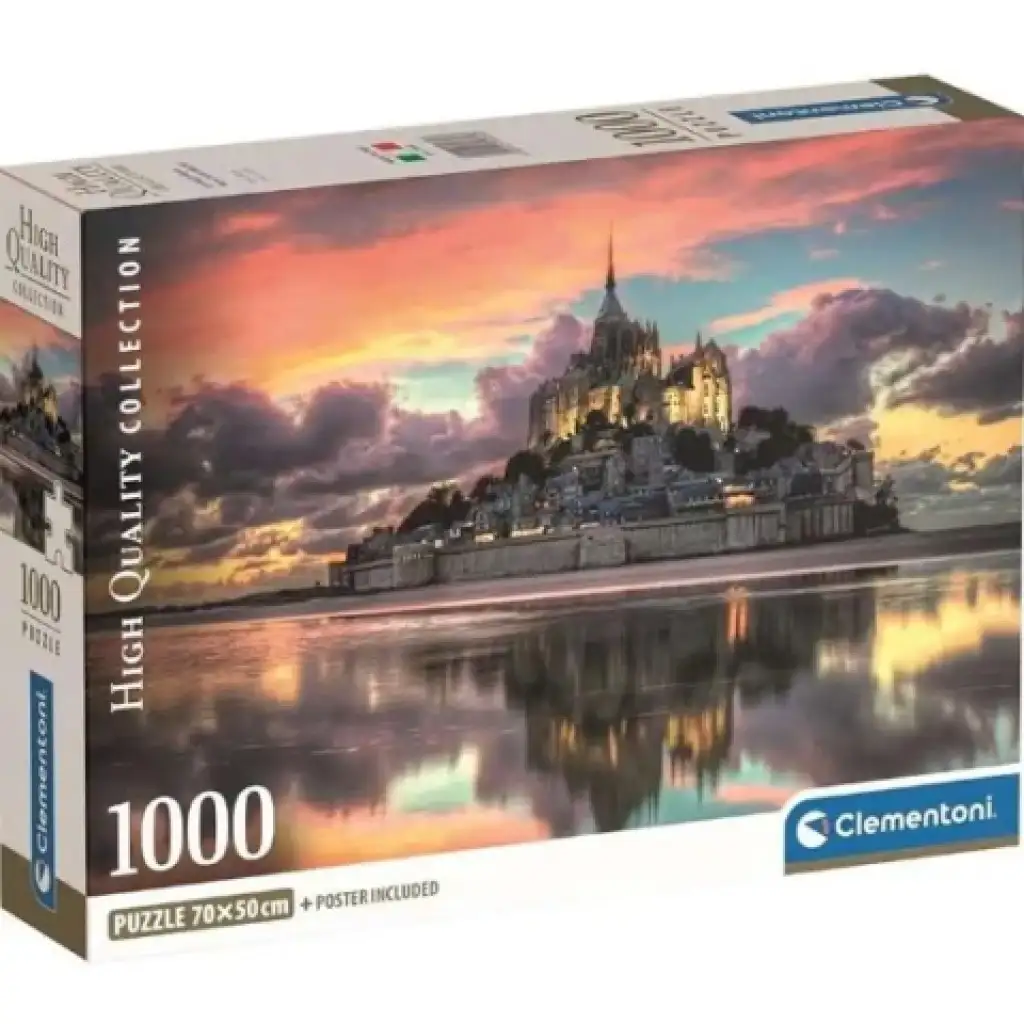 imagen de El maravilloso puzzle de Mont Saint-Michel de 1000 piezas con póster - Clementoni 1
