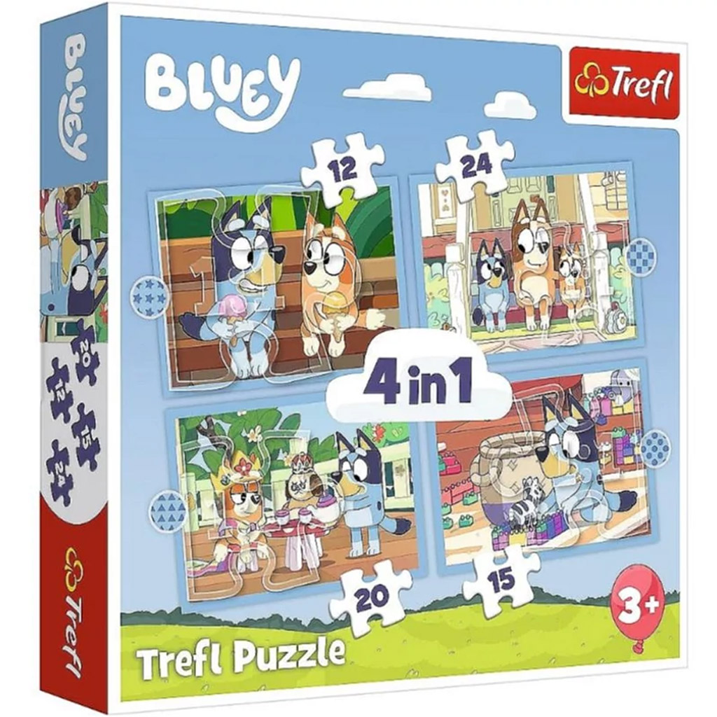 imagen de El mundo de Bluey 4 en 1 rompecabezas de 12-15-20-24 piezas - Trefl 1