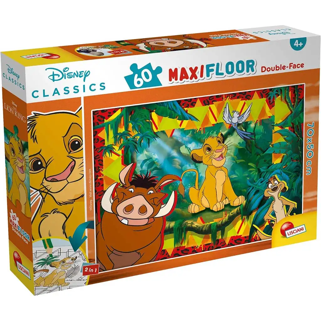 imagen de El Rey León 2 en 1 rompecabezas maxi de 60 piezas y libro para colorear 70x50cm - Lisciani 1