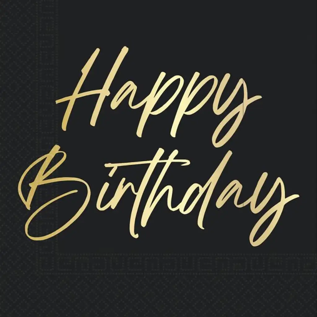 imagen de Elegante servilleta de papel "Happy Birthday" de 2 capas, 33x33 cm, 20 unidades 1