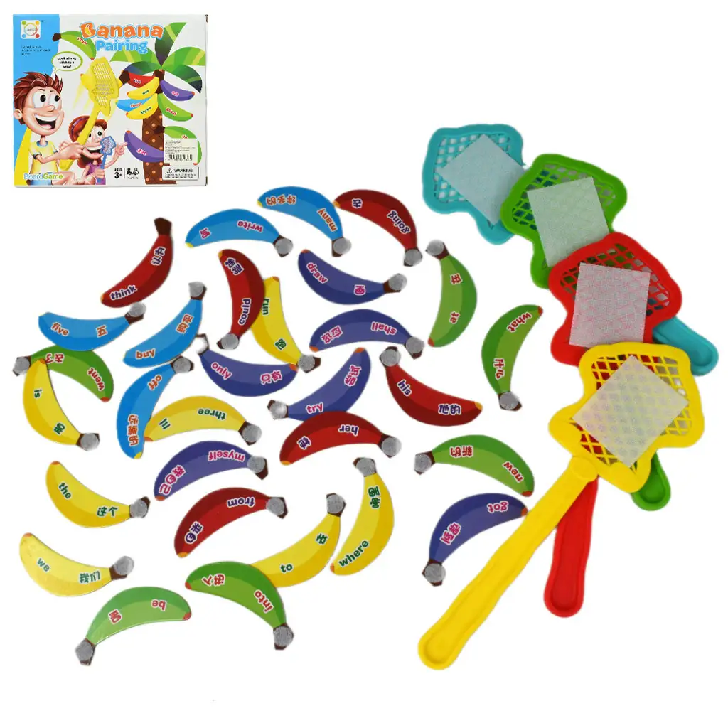 imagen de Emparejamiento de Plátanos: Juego de desarrollo de vocabulario en inglés con plátanos de velcro 1