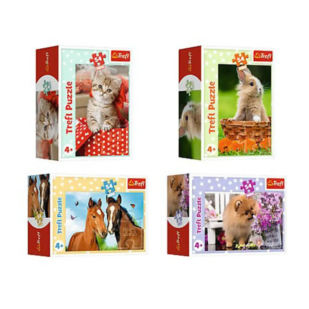 imagen de Encantadores animales rompecabezas mini de 54 piezas 4 tipos - Trefl 1