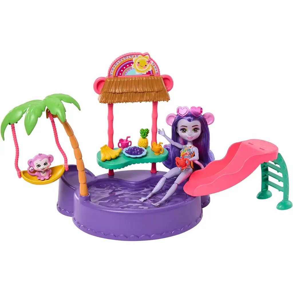 imagen de Enchantimals: Fiesta de piscina de mono juego de juguetes - Mattel 2