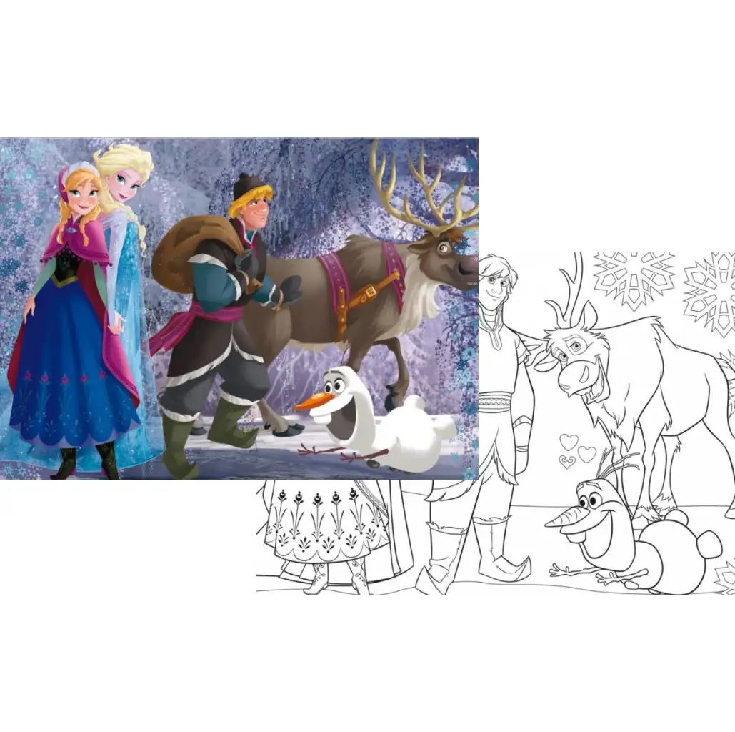 imagen de Equipo de Frozen 2 en 1 rompecabezas y libro para colorear de 108 piezas 70x50cm - Lisciani 2