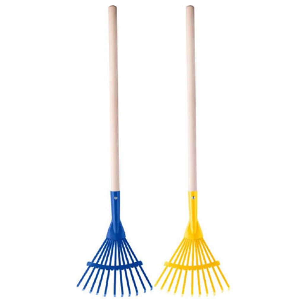 imagen de Escoba de jardín de 80 cm con mango de madera en varios colores 1ud - Woodyland 2