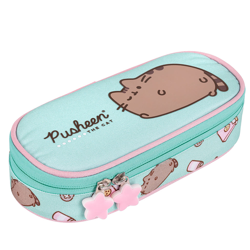 imagen de Estuche ovalado de Pusheen en color turquesa de 23 cm 1