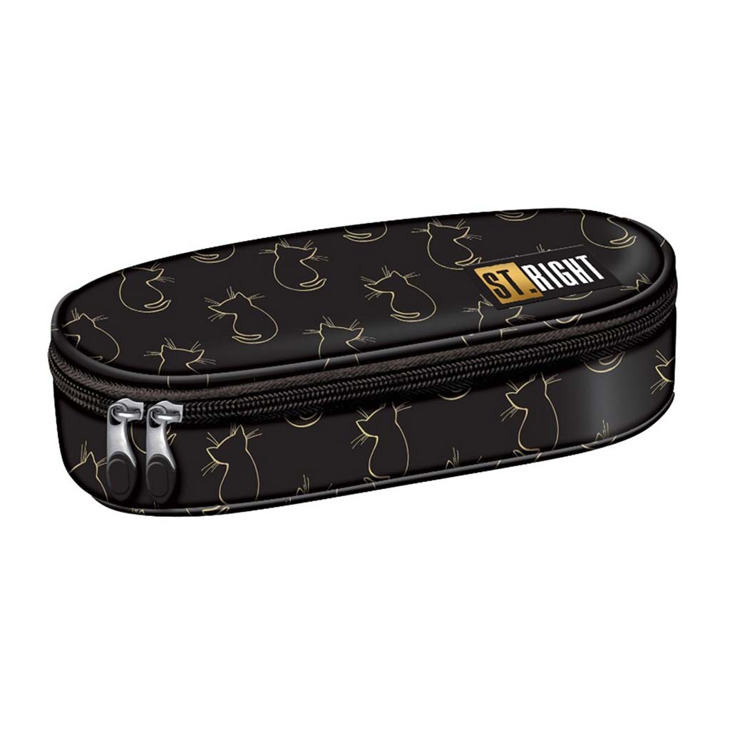 imagen de Estuche ovalado St.Right Golden Cats PC01 23x9,5x6cm 1
