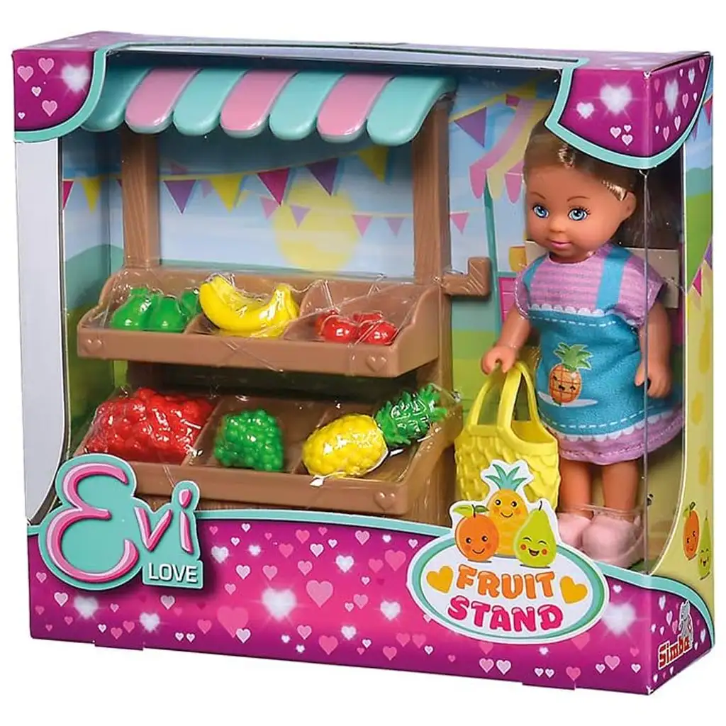 imagen de Évi Love: conjunto de juego de muñeca Évi con puesto de frutas - Simba Toys 7