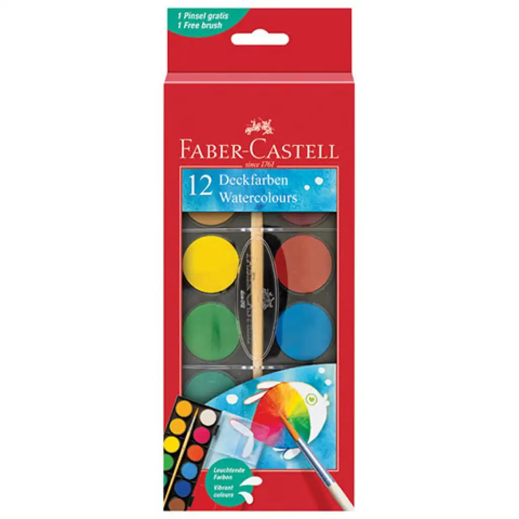 imagen de Faber-Castell: Acuarelas set de 12 piezas con discos de 30mm 1