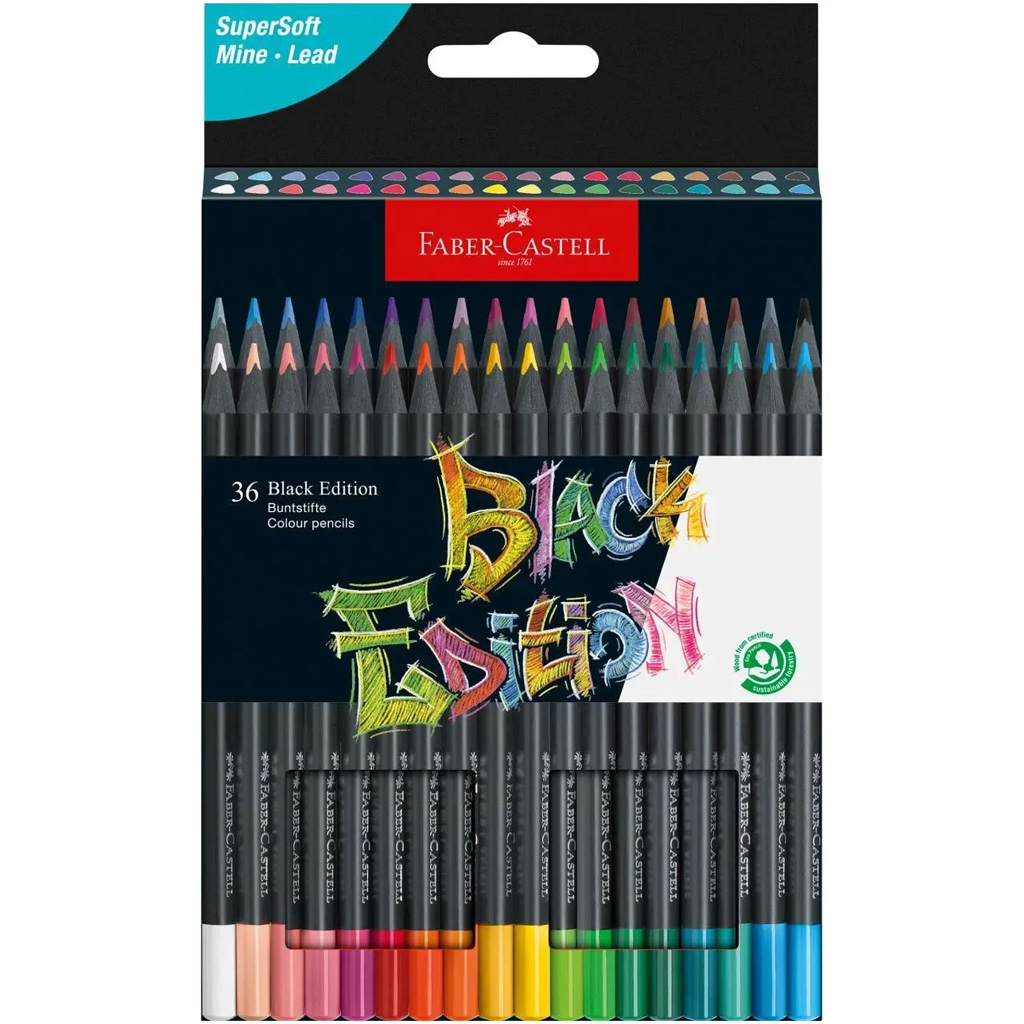 imagen de Faber-Castell: Black Edition set de lápices de colores de 36 piezas 1