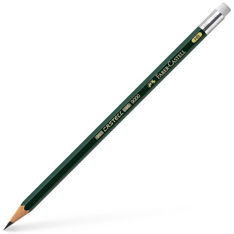 imagen de Faber-Castell: Castell 9000 lápiz de grafito con goma HB 1