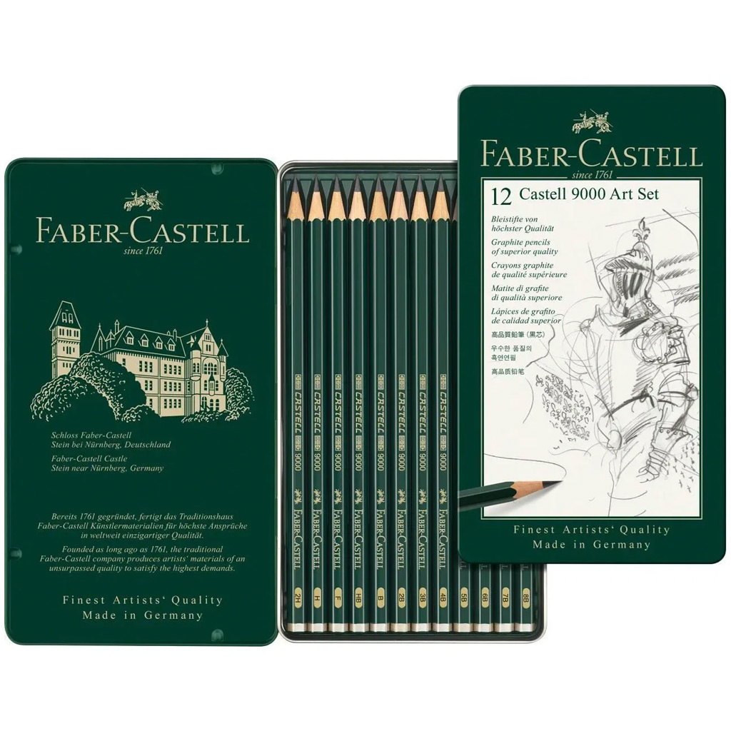 imagen de Faber-Castell: Castell 9000 Lápiz de grafito set de 12 piezas en caja de metal 2