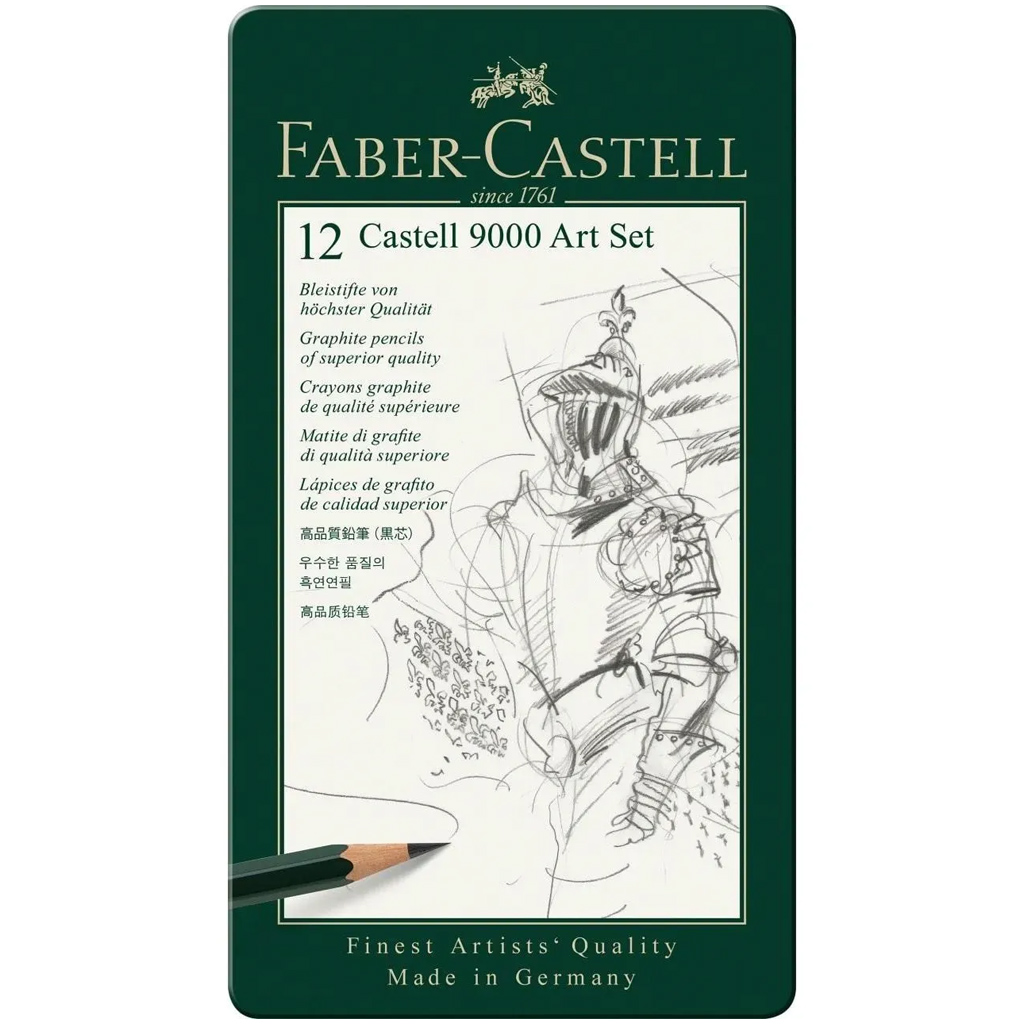 imagen de Faber-Castell: Castell 9000 Lápiz de grafito set de 12 piezas en caja de metal 1