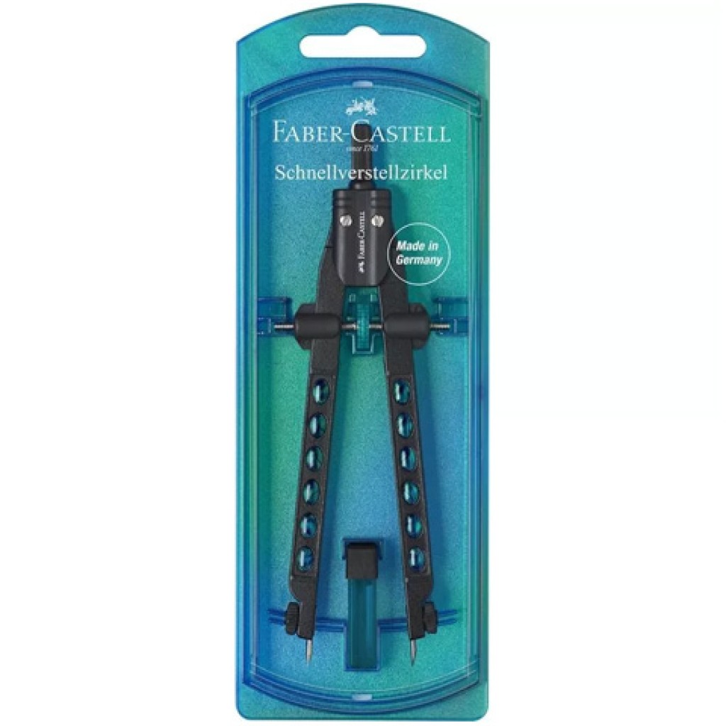 imagen de Faber-Castell: Compás de fábrica azul con ajuste rápido 1