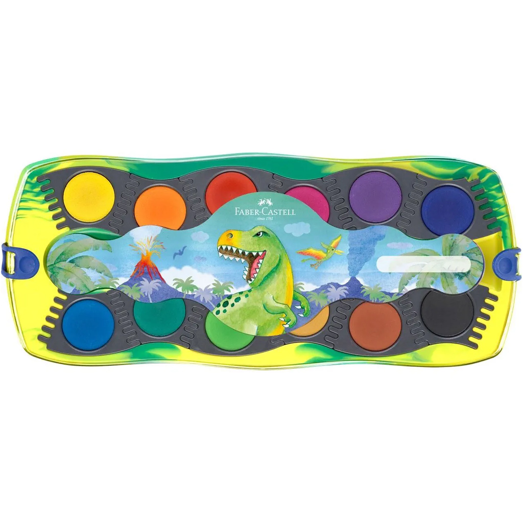 imagen de Faber-Castell: Conector set de acuarelas de 12 piezas con paletas ensamblables, de dinosaurios 2