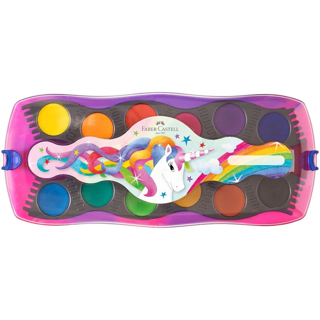 imagen de Faber-Castell: Conector set de acuarelas de 12 piezas con paletas ensamblables, de unicornio 3