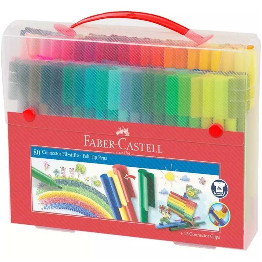 imagen de Faber-Castell: Conjunto de Rotuladores Connector – Set de 80 unidades en práctico estuche de plástico 1