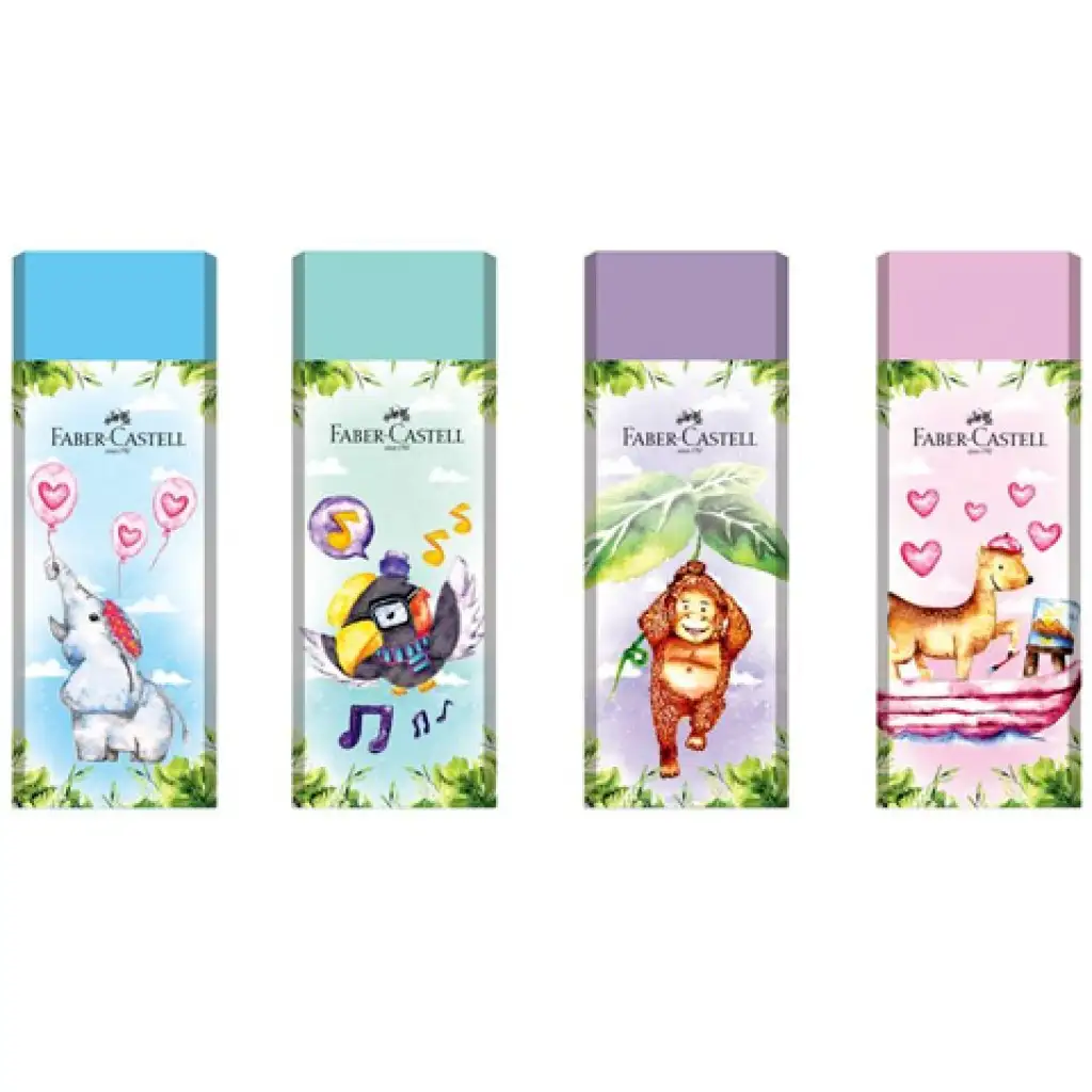 imagen de Faber-Castell: Divertida selva borrador con rosca de PVC en cuatro versiones 1