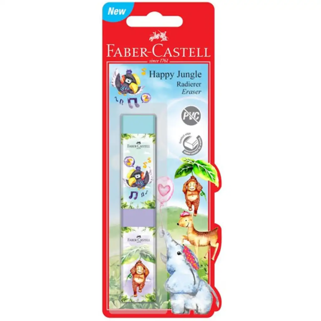 imagen de Faber-Castell: Divertida selva set de gomas de borrar de PVC de 2 piezas 1