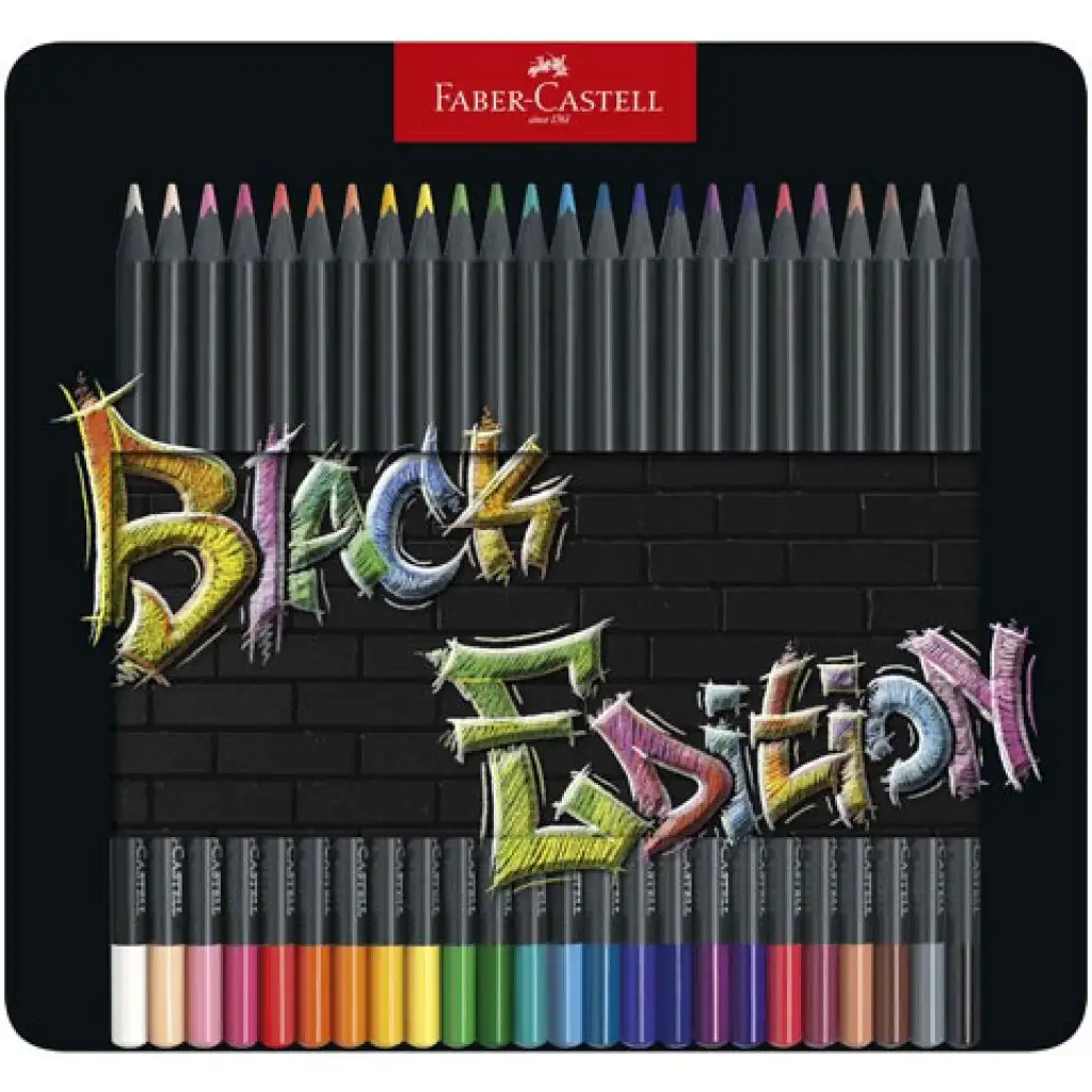 imagen de Faber-Castell: Edición Negra set de lápices de colores de 24 piezas en caja de metal 1