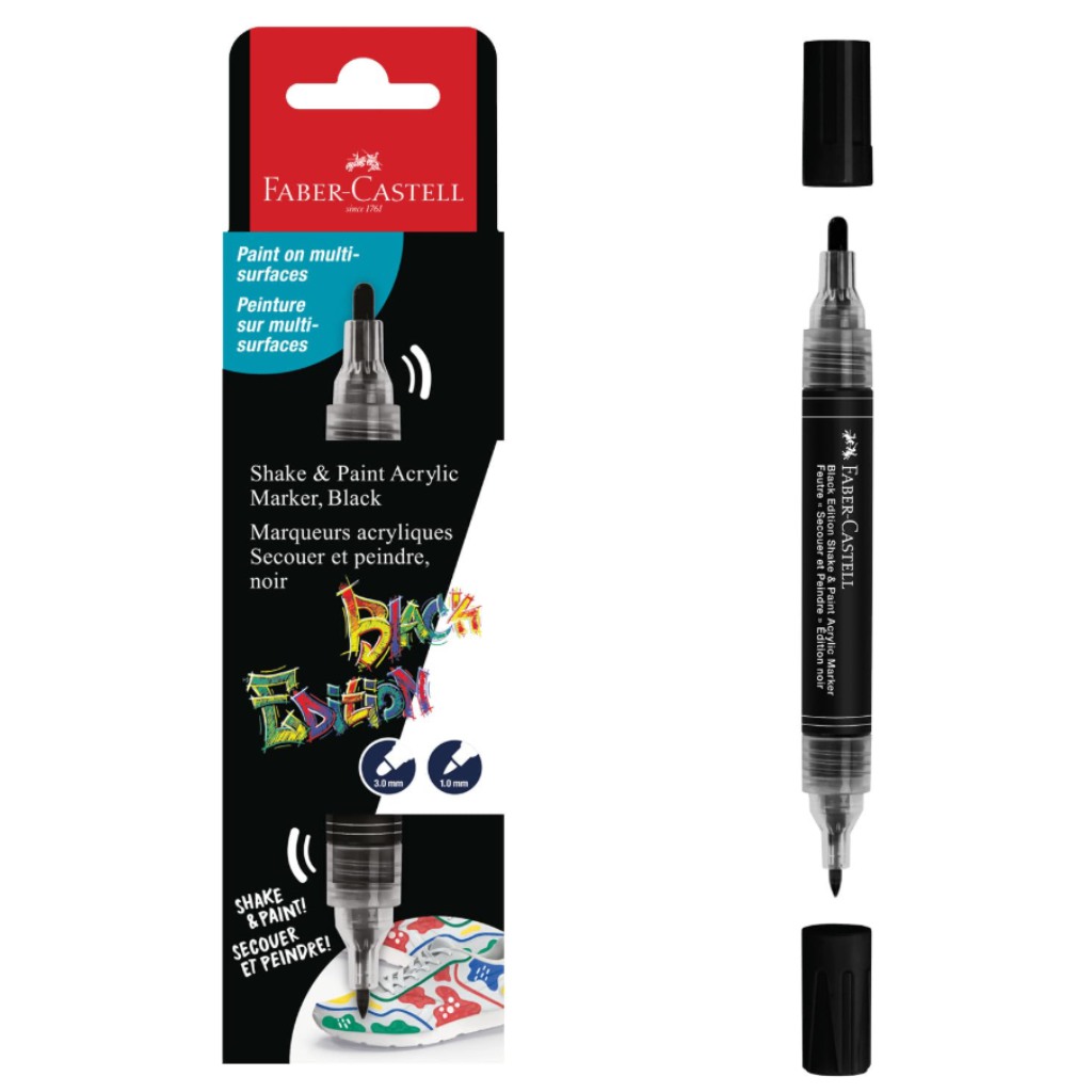 imagen de Faber-Castell: Edición Negra Shake & Paint marcador negro de 3 mm y 1 mm 1