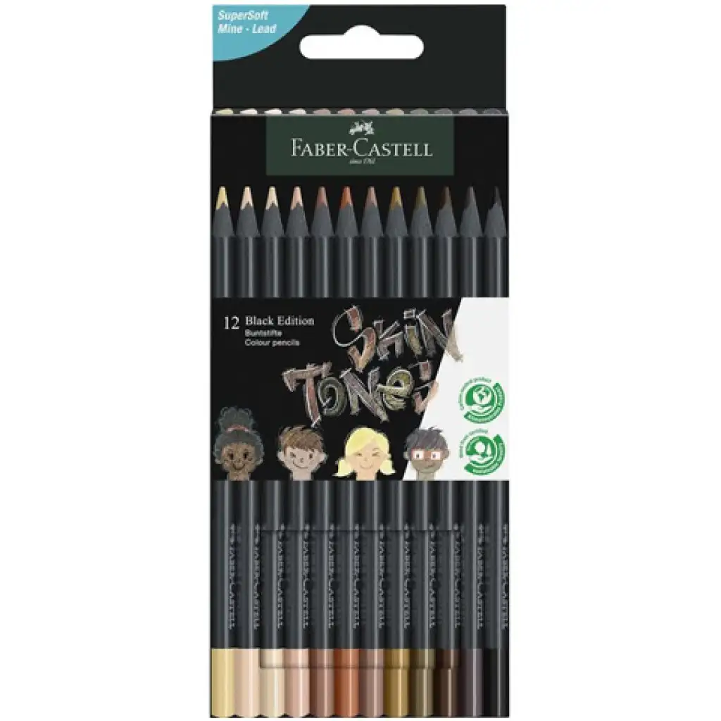 imagen de Faber-Castell: Edición Negra Tono de Piel conjunto de 12 lápices de colores 1