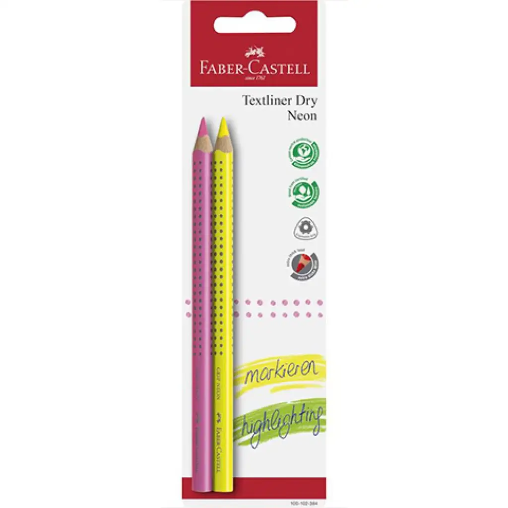 imagen de Faber-Castell: Grip Jumbo Neon resaltador lápiz set de 2 piezas 1
