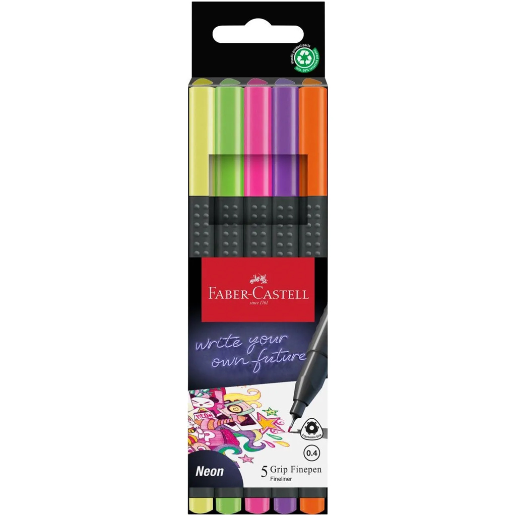 imagen de Faber-Castell: Grip neón 0,4mm rotulador set de 5 unidades 1