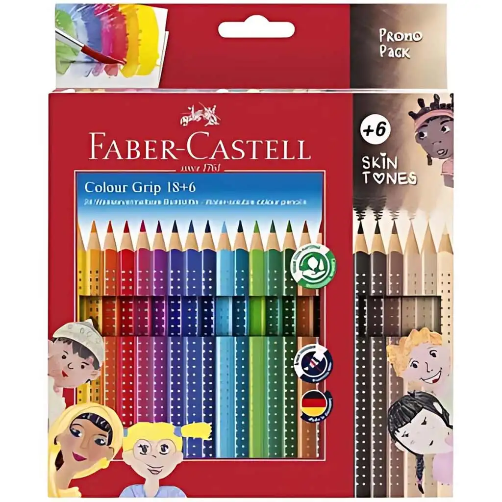 imagen de Faber-Castell: GRIP set de lápices de colores de 24 unidades con 6 lápices de color carne 1
