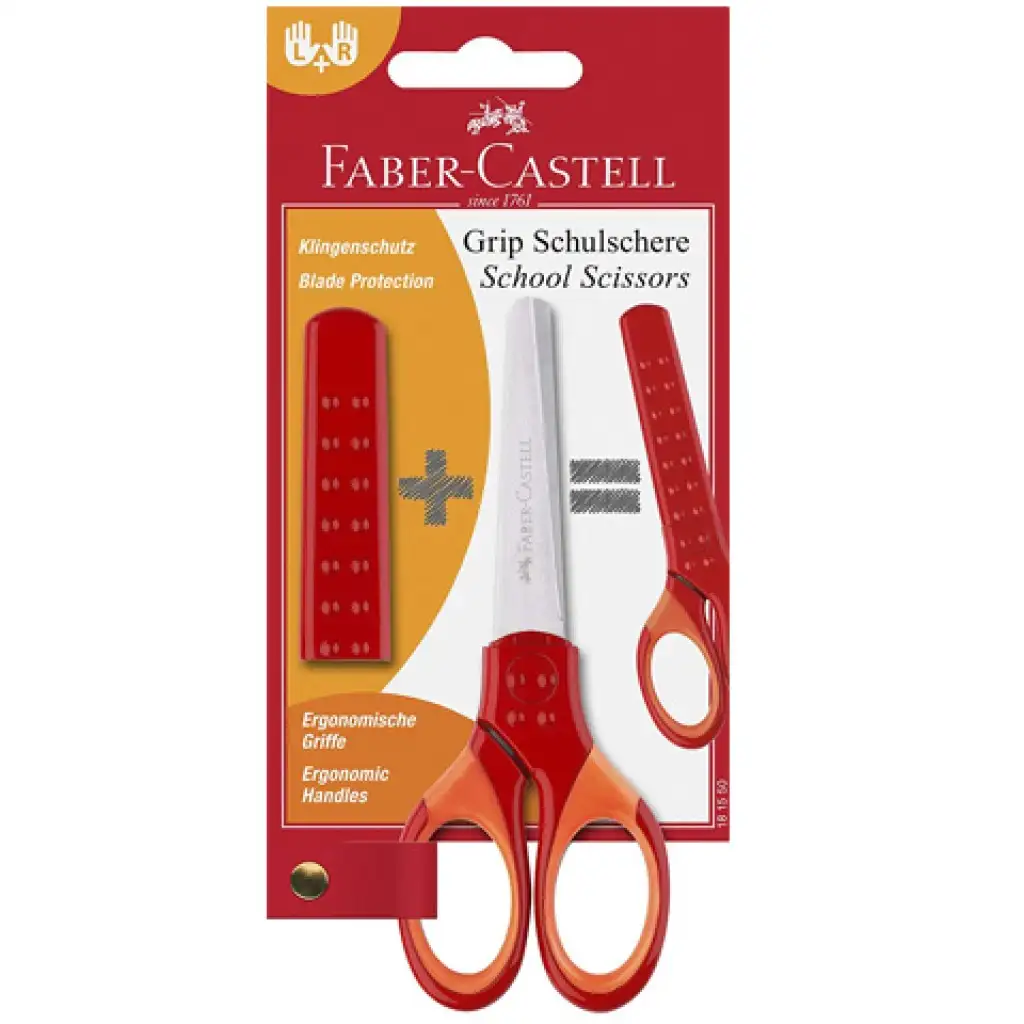 imagen de Faber-Castell: Grip tijeras escolares rojas 1
