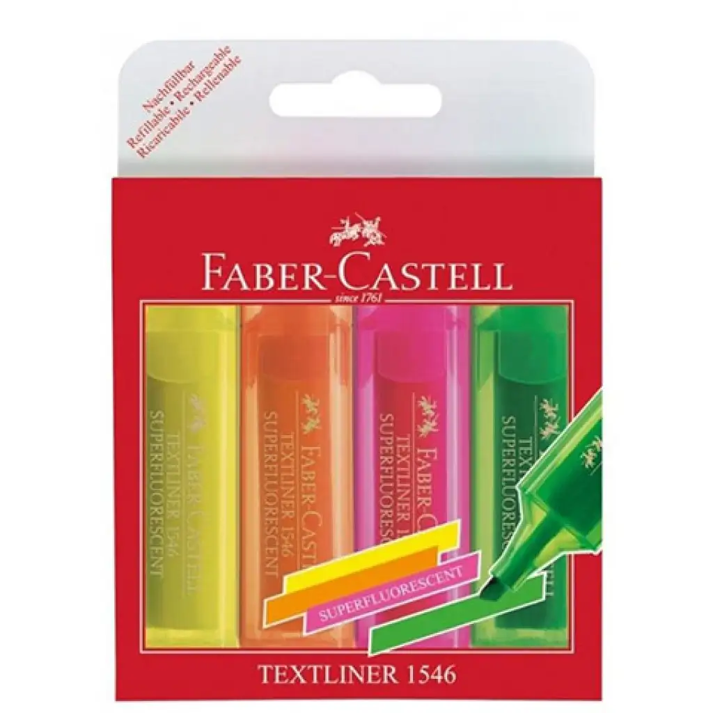 imagen de Faber-Castell: Marcador de texto recargable 1546 set de 4 1