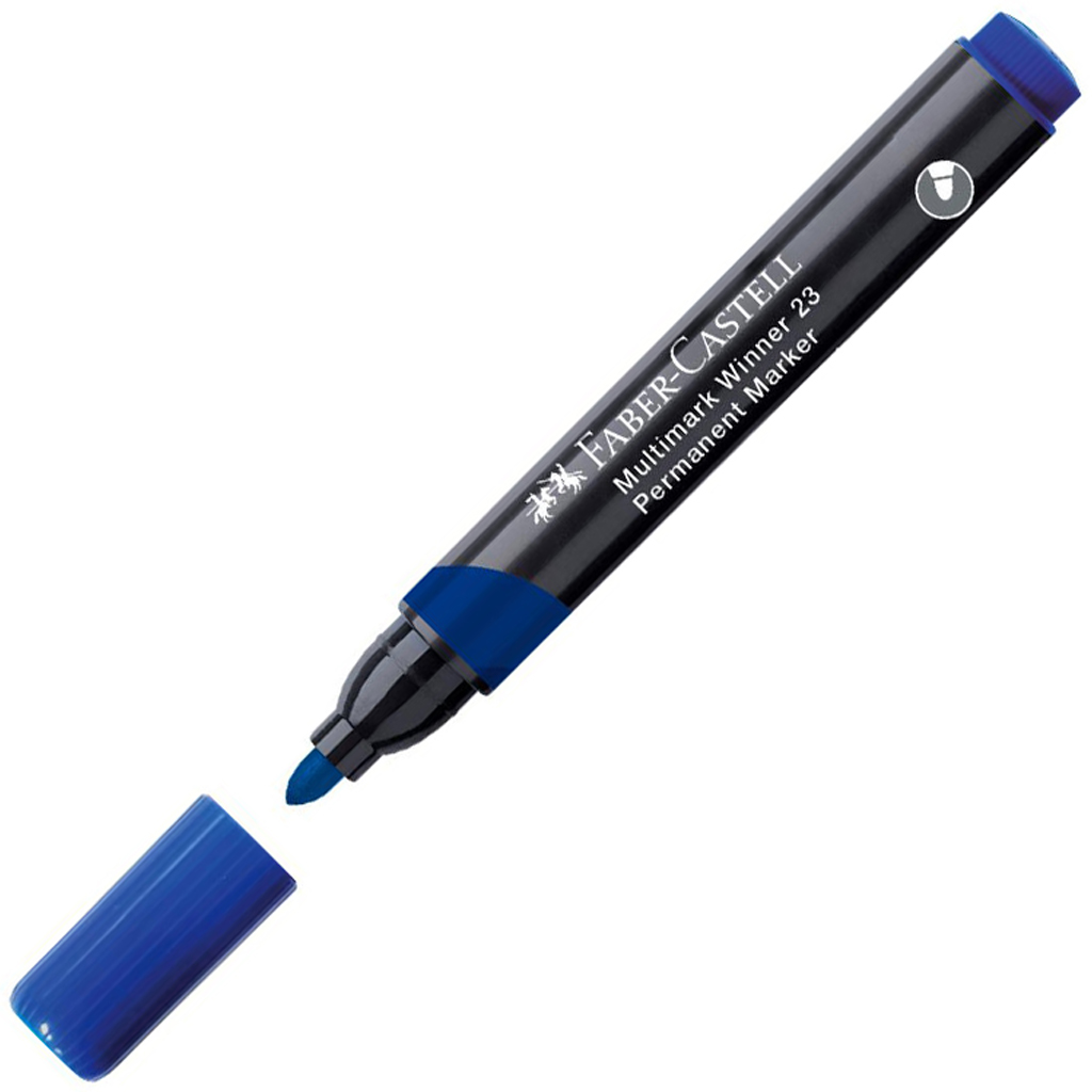 imagen de Faber-Castell: Marcador Permanente azul rotulador de alcohol con punta redondeada 1