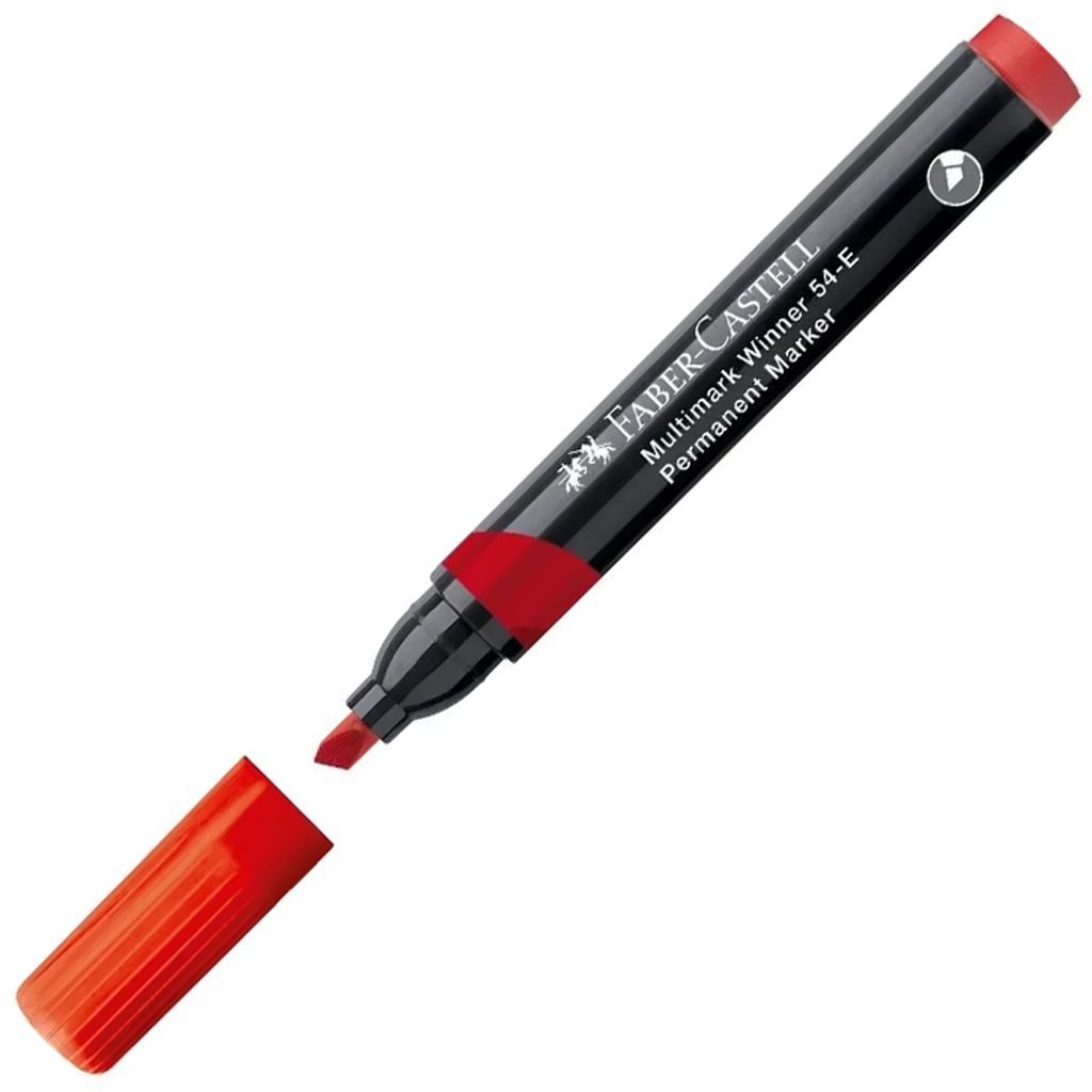 imagen de Faber-Castell: Marcador Permanente rojo con punta cortada 1