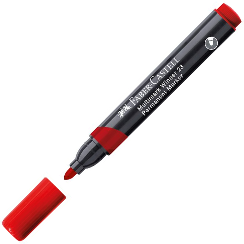imagen de Faber-Castell: Marcador Permanente rojo con punta redondeada 1